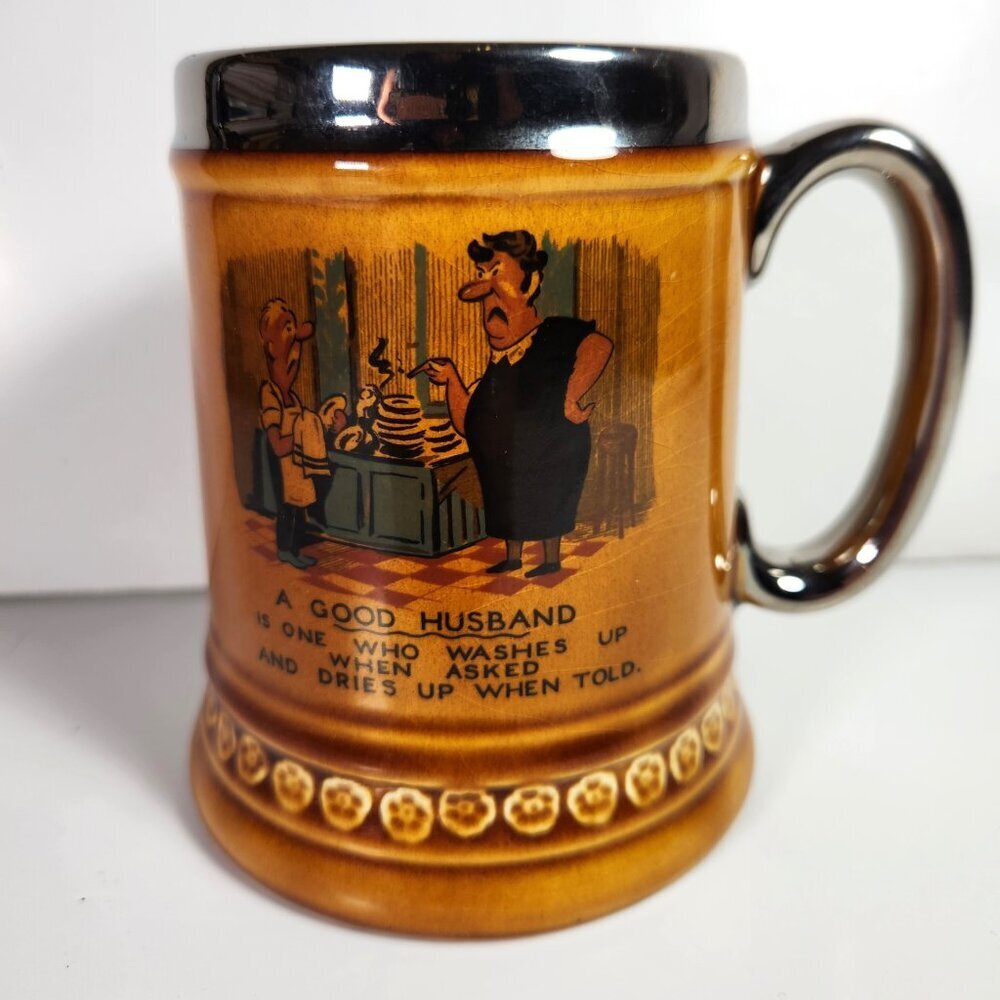Lord Nelson Ware Stein Mug Cup A Good Husband Elijah Cotton Stafford England 70s
